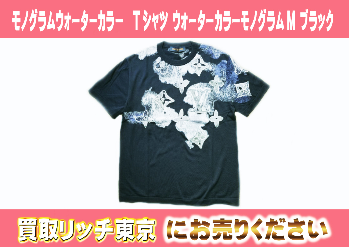 91　モノグラムウォーターカラー　Tシャツ-ウォーターカラーモノグラムM-ブラック　1A8QWG